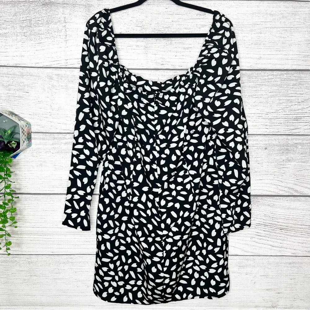 NWT Black & White Seed Print Bow Detail Side Split Bodycon Dress Size 16 - Image 11