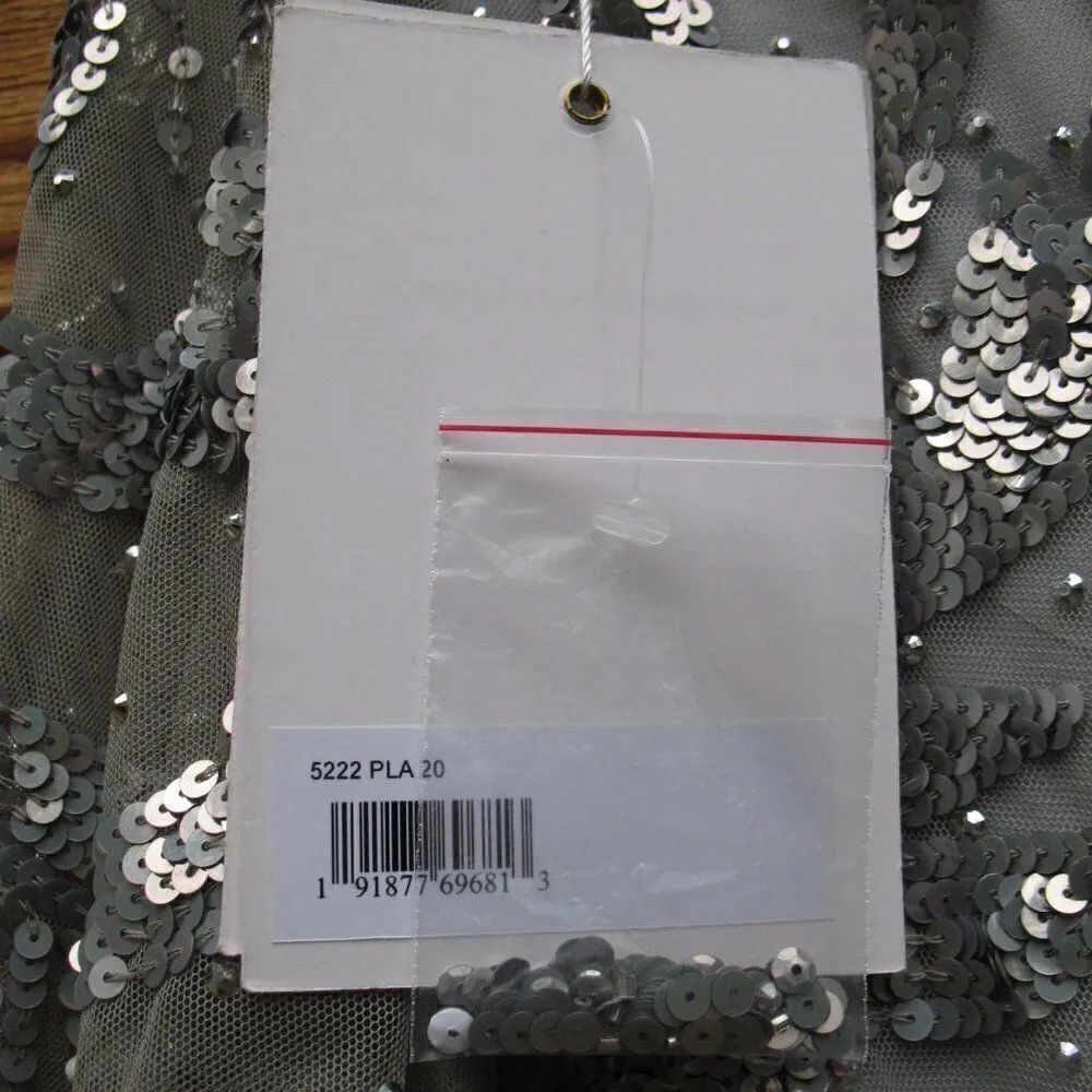 Mac Duggal 20263 Womens Silver SEQUINED FAUX WRAP SPLIT LONG SLEEVE GOWN Dress - Image 15