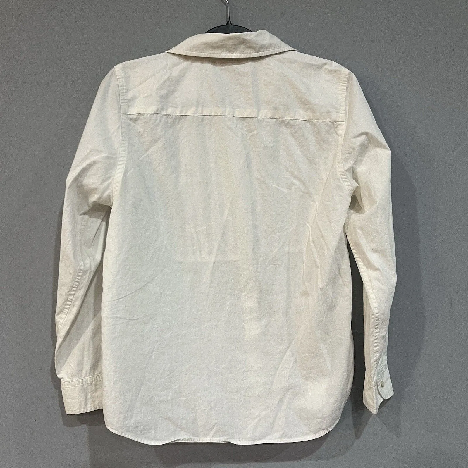 White Lauren Ralph Lauren Women’s Button Front Tuxedo Blouse Medium Pleated Lace - Image 4