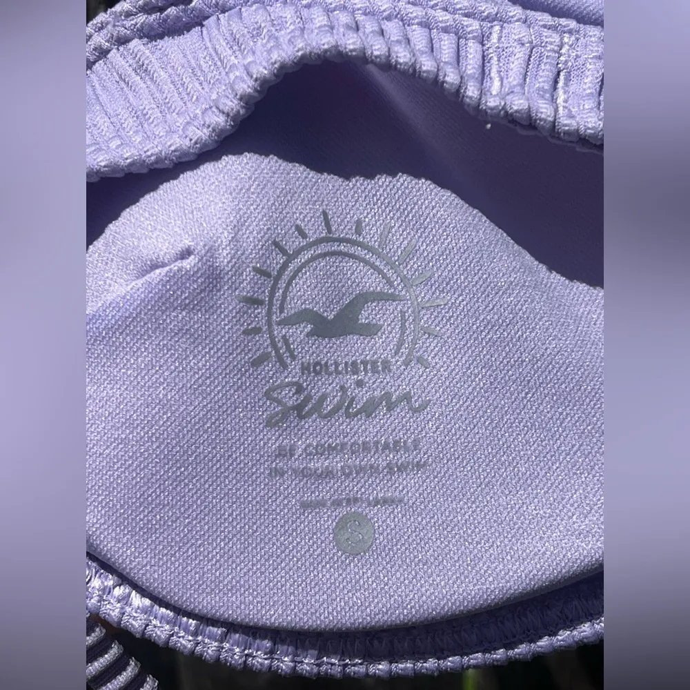 Hollister co-ord rib skinny wrap scoop bikini top in lilac - Image 9