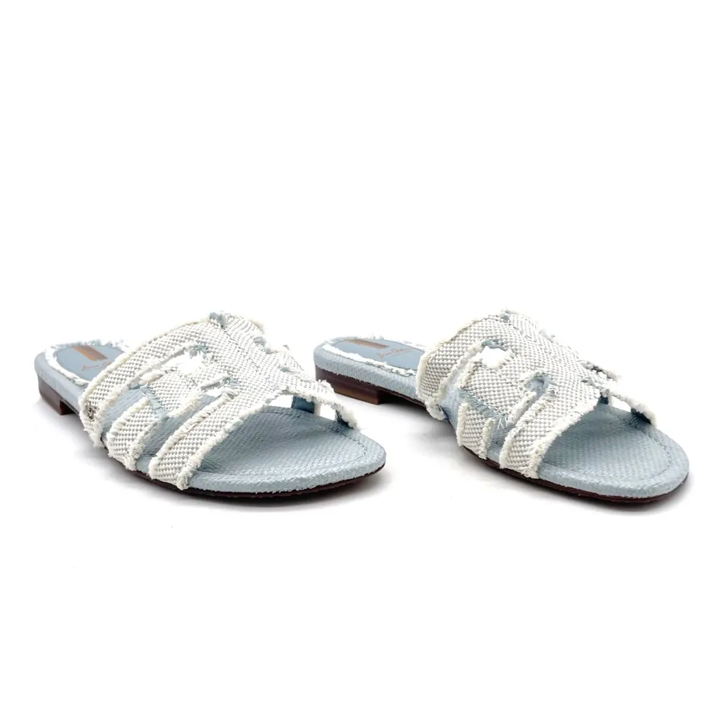 Sam Edelman Bay Fray Slide Sandals Size 9 Robin Egg Blue Fabric Logo Slides - Image 16