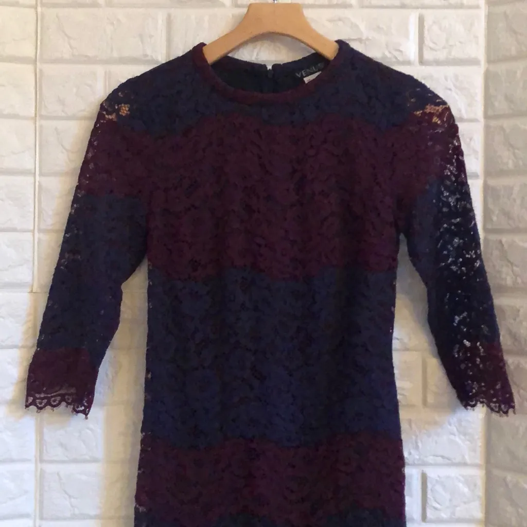 Venus two tone burgundy & navy‎ lace dress - Image 2