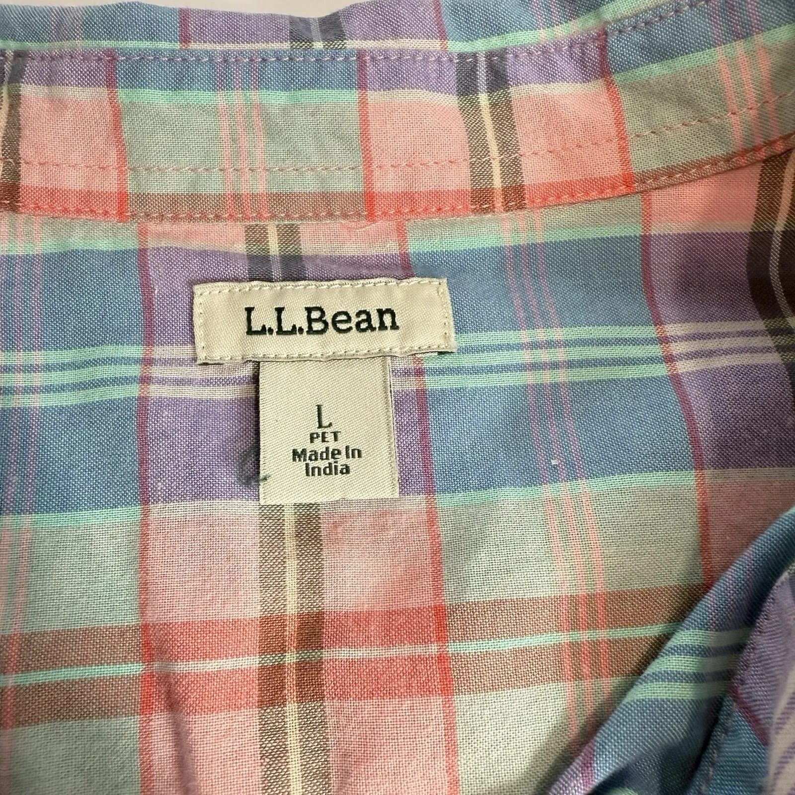 LL Bean Womens‎ Colorful Plaid Madras Shirt LARGE PETITE Size undefined - Image 10