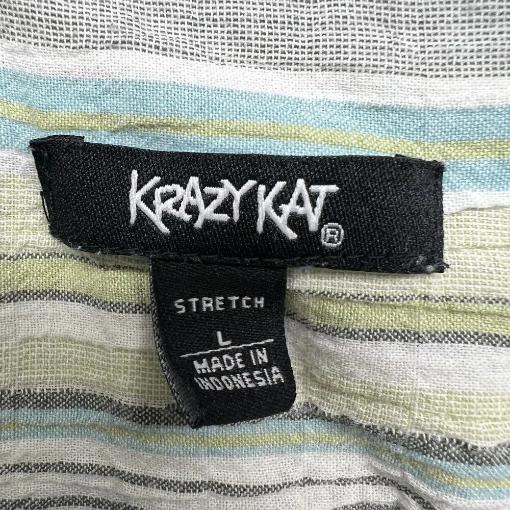 Vintage Krazy Kat Top Womens Large Y2K Cotton Boho Grunge Metallic Fairy Boho - Image 2