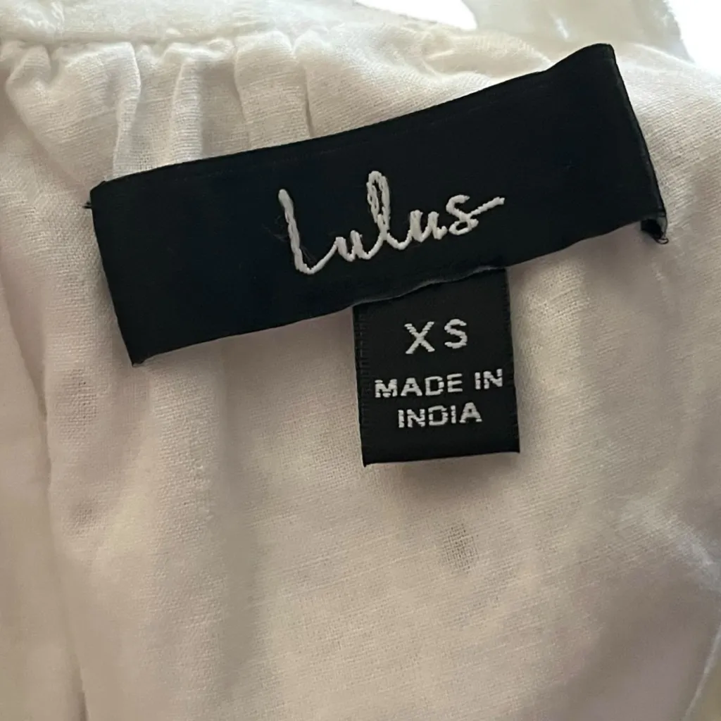 Lulu's Sweet Bliss White Eyelet Ruffled Backless Mini Dress Sz XS‎ Lace Feminine - Image 4