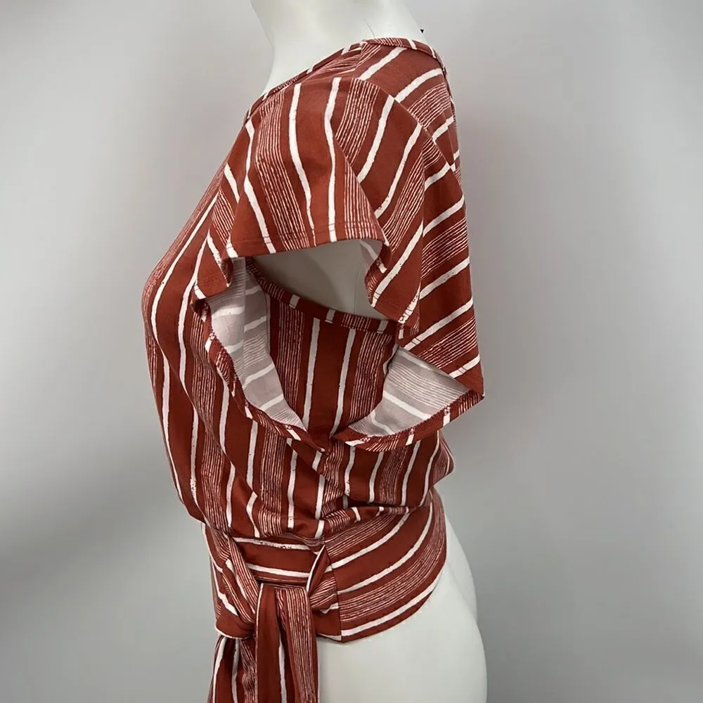 I.N. San Francisco striped ruffled sleeves top - Image 2