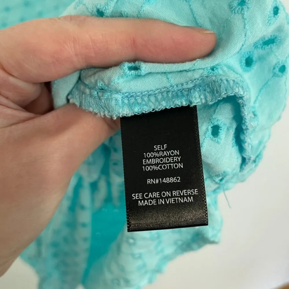 TORRID 2 Plus Size Sophie Eyelet Swing Cami Aqua Blue Sleeveless Tank Blouse 2X - Image 10