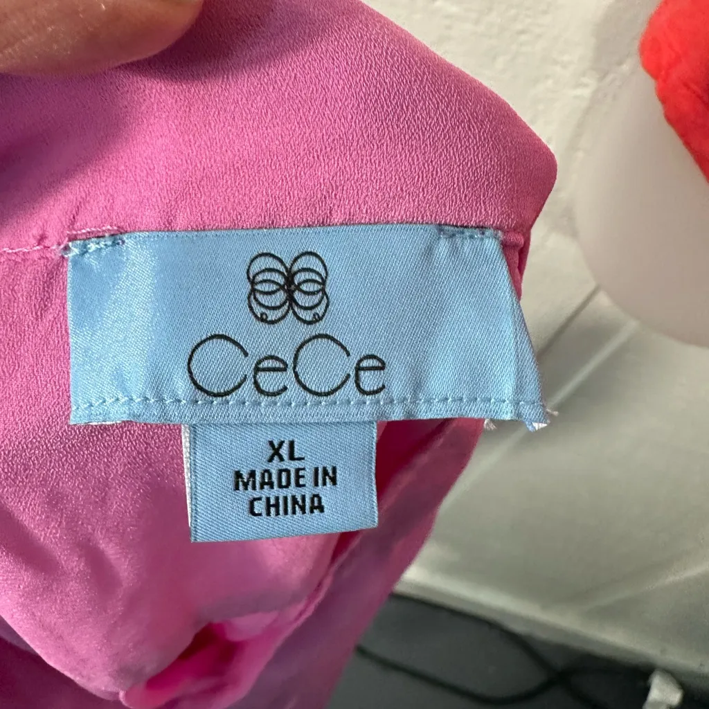 CeCe Pink Short Sleeve Button Down Top Size XL NWT - Image 6