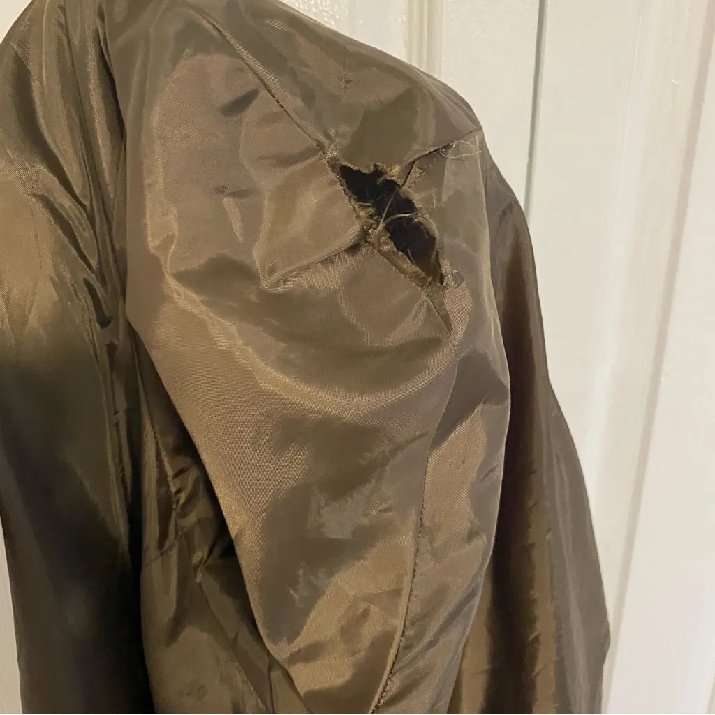 Patrick Women Coat 22 100% Silk Trench Green Button Up Old Money Preppy Tan Size undefined - Image 9