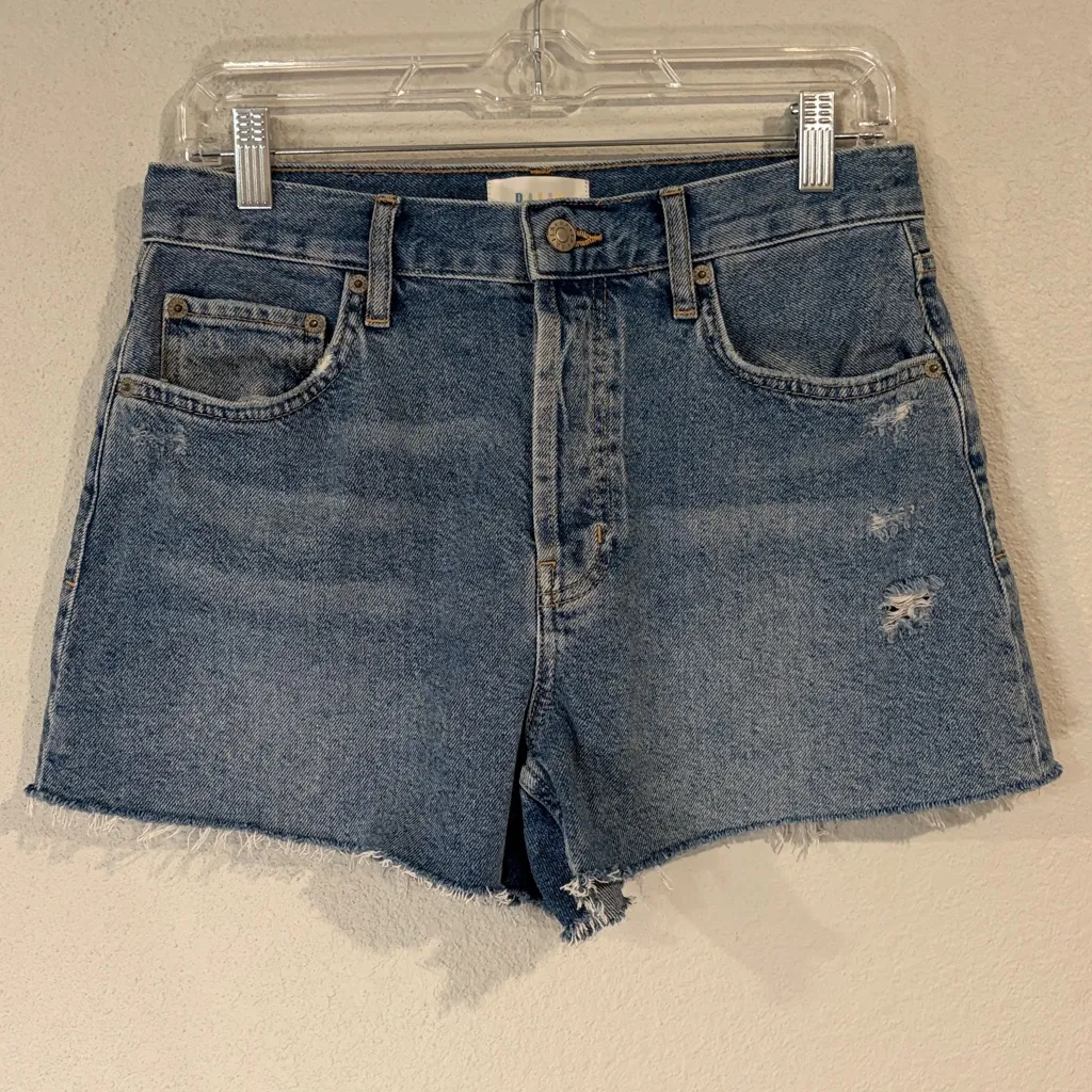 Rails Fairfax high rise cut off cotton denim shorts raw frayed hem 3” inseam 28 - Image 3