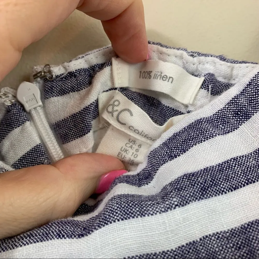 C&C California Linen Striped Navy/White Romper - Image 3