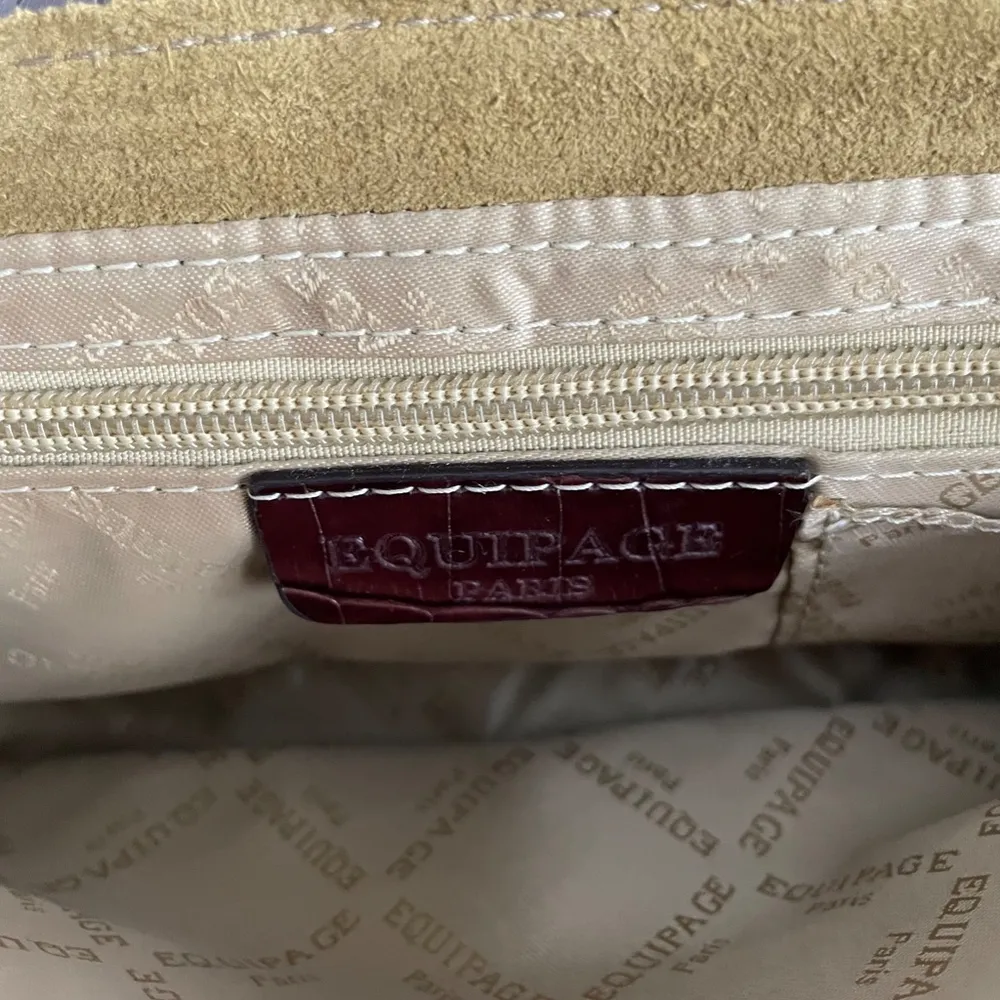 Equipage brand of Paris Olive & Brown Suede Small Handbag - Image 6