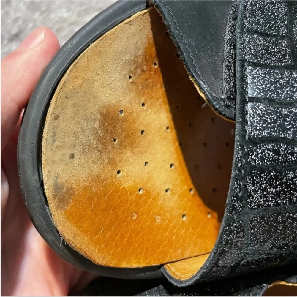 Romika silver metallic/ black two strap sandals Size 11 - Image 4