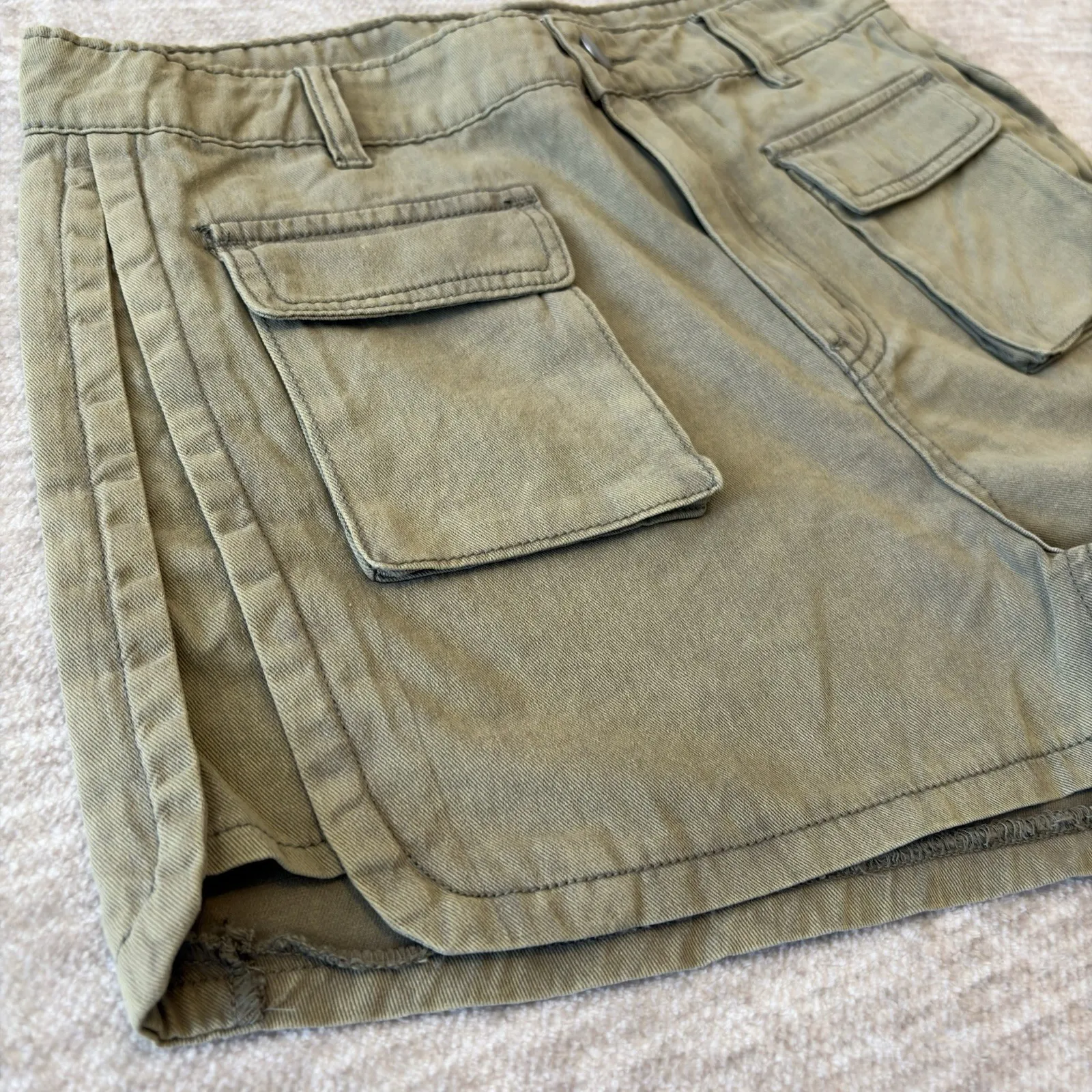 POL Womens Clothing Pocket Shorts Cotton Size‎ Large Olive Green Minimalist - Image 3