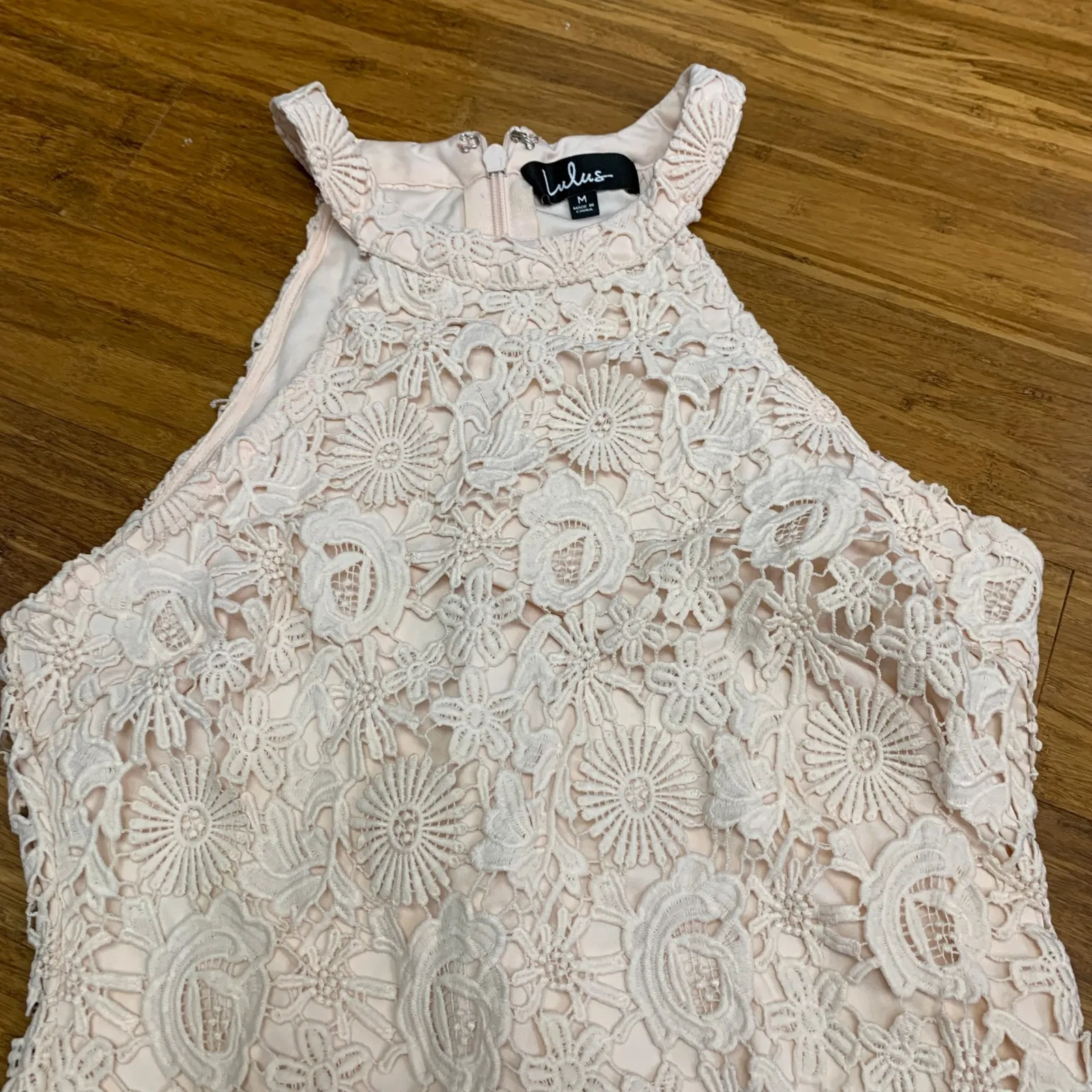 Lulus Pink Lace Halter Neck Sheath Dress Midi‎ Sleeveless Women's Size Medium - Image 2