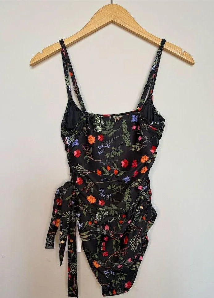 NWT Hutch Anthropologie Zenna Ruched One Piece Swimsuit Black Garden Floral XS - Image 7