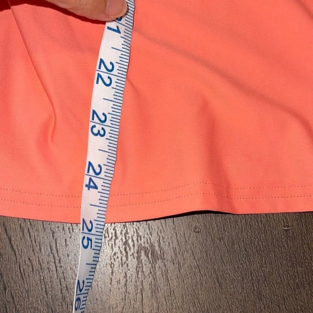 L.L. Bean Rash guard 1/4 Quarter Zip Jersey Shirt Top Size‎ Large Coral/White Orange - Image 6