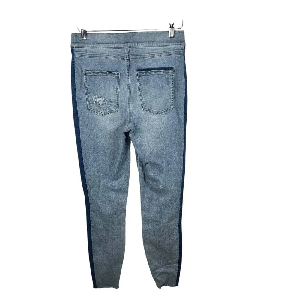 SPANX Jeans Women's Large‎ Blue Two Tone Distressed Ankle Skinny Pull On jeans - Image 2