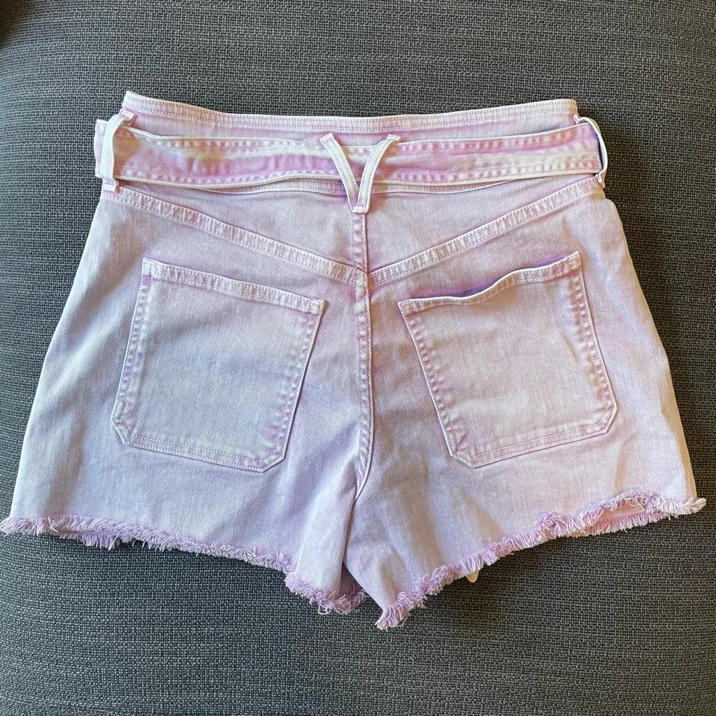 Veronica Beard Lovisa Short Cutoff Jean Shorts Denim Belted Tie Belt Purple - Image 2