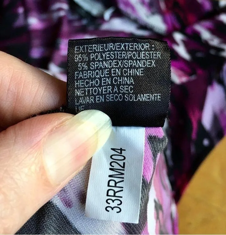 Tahari Mini Cowl Neck Tank Blouse, Abstract, Pink, Red, Black, White, Size S - Image 9