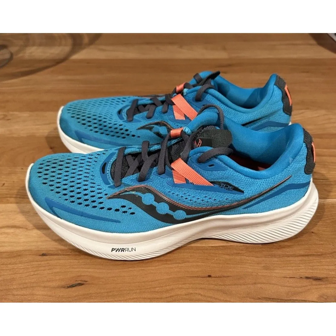 Saucony Ride 15 Womens Running Walking Shoes Blue Athletic Sneakers Size 7 - Image 3