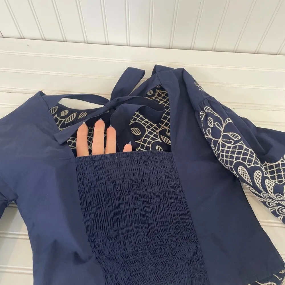 Paige & Pastel Embroidered Smocked Top & Cut Off Denim Shorts SET OF 2 Size 27 S - Image 7