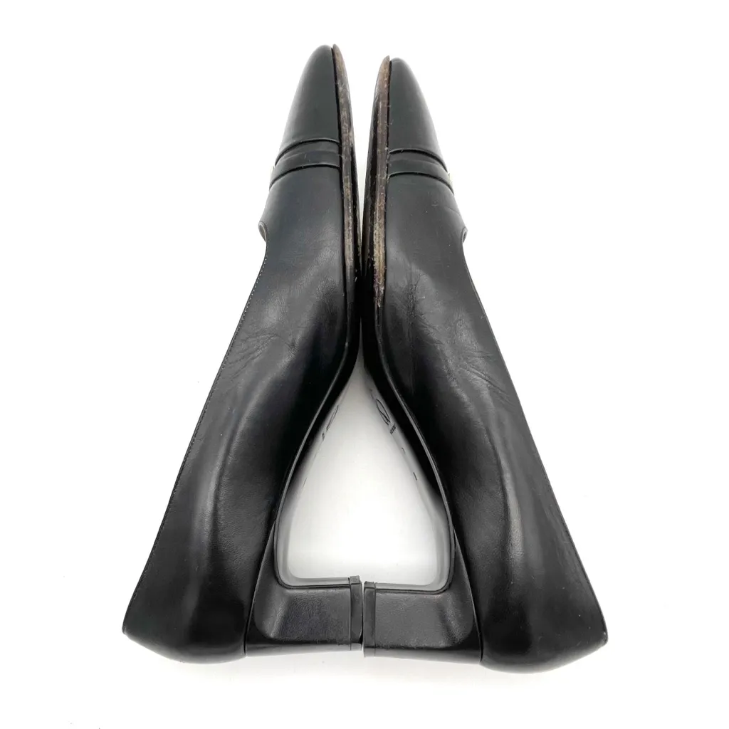 St. John Black Leather Cap Toe Heels Made in Italy Pumps Size 7 Vintage 80s 90s - Image 10