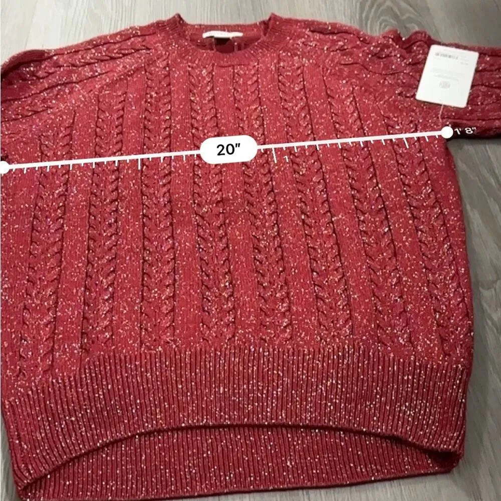 Athleta Crossroads Crewneck Long Sleeve Sweater in Red Metallic Size XS‎ - Image 10