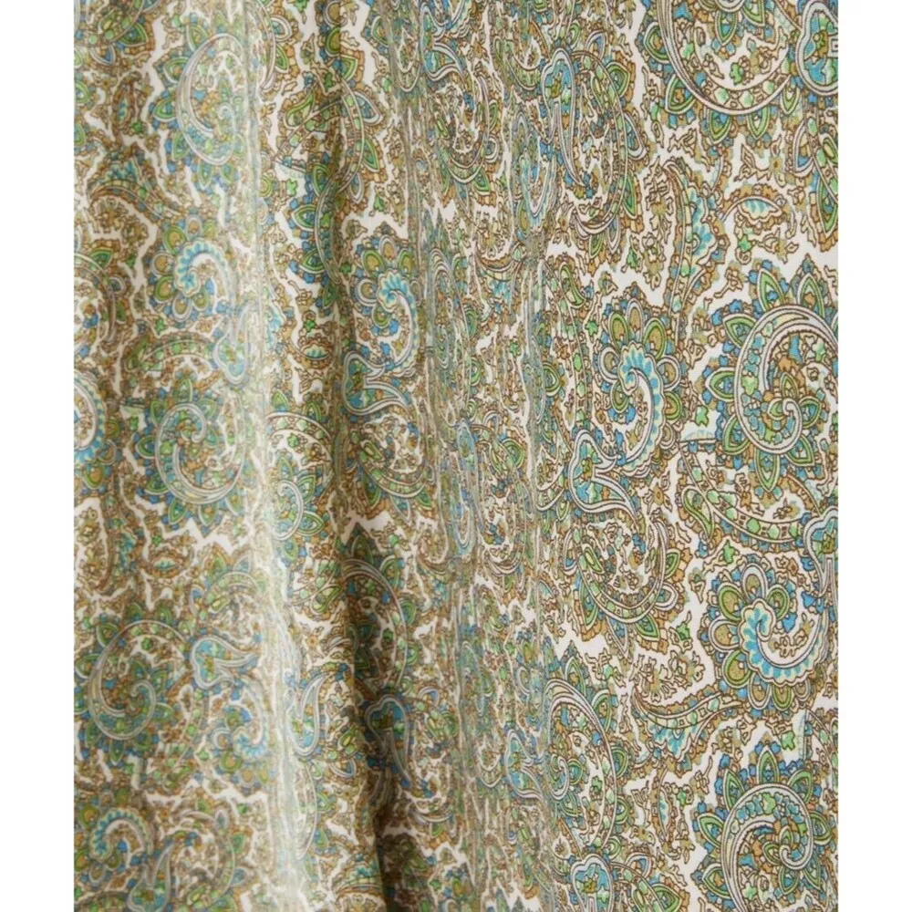 Zara Women's Medium Paisley Maxi Skirt Green Elastic Waist Flowy Boho Lagenlook - Image 2