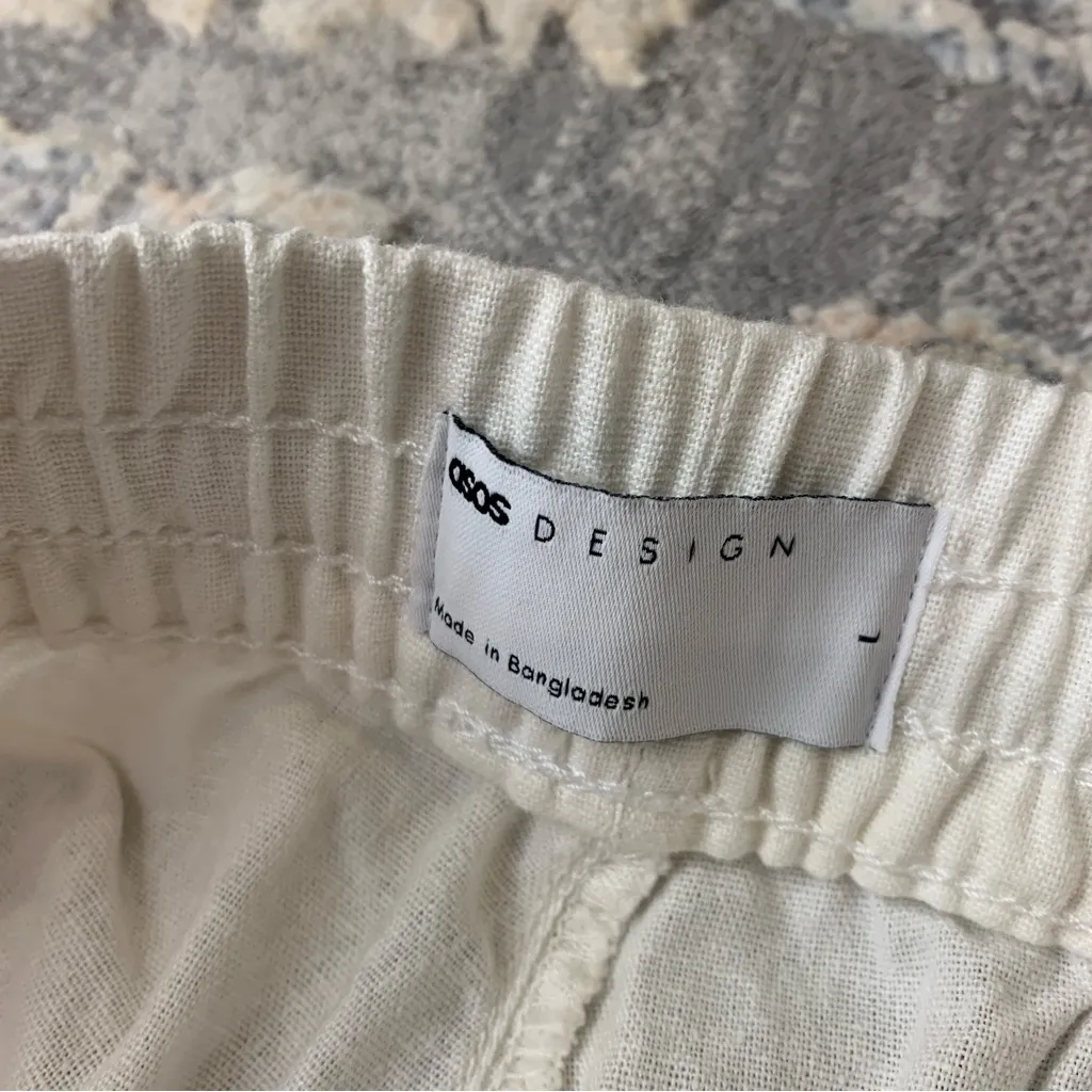 ASOS Cream Linen Cotton Pants - Image 6