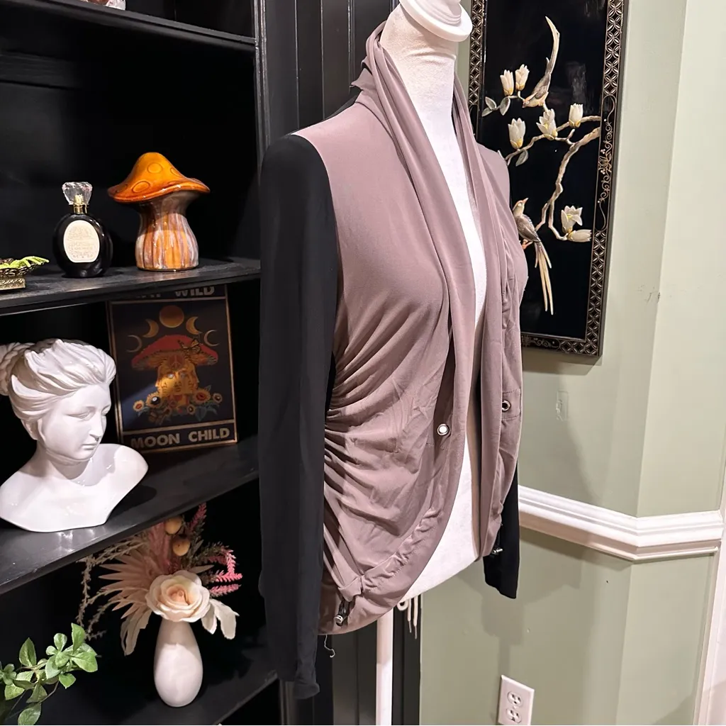 Joseph Ribkoff Two-Tone Draped Open Front Jacket – Size 8 - Image 7