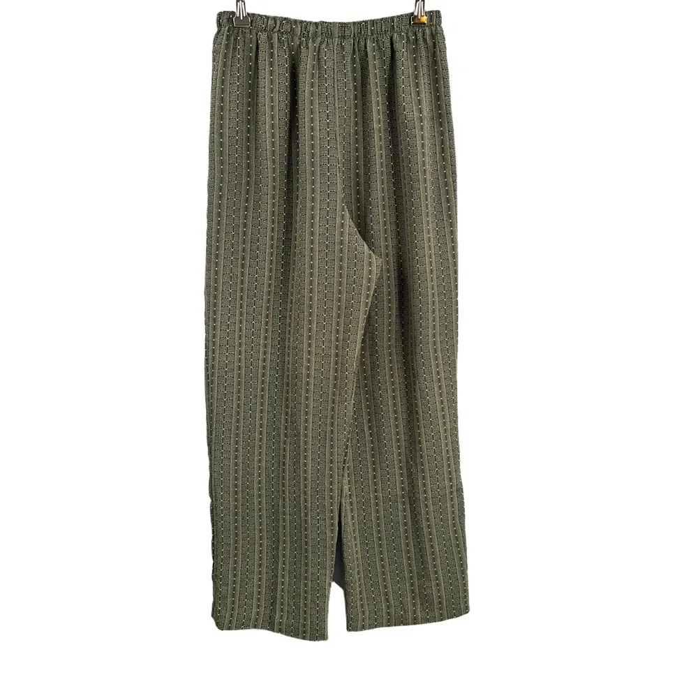 Jonathan Martin Vintage Pants Green Striped Pattern Elastic Waist Size 9 USA - Image 3