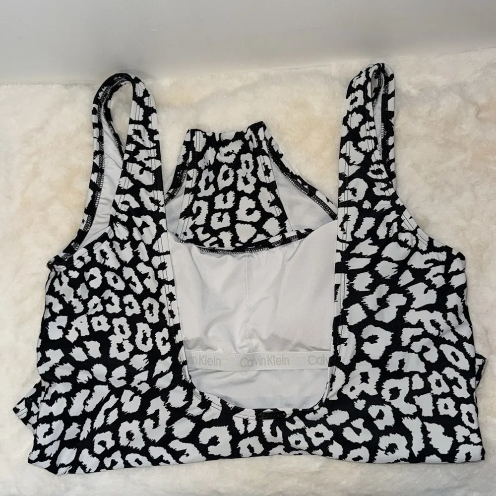Calvin Klein One Piece Swimsuit Black & White Leopard Print Women’s 12 - Image 8