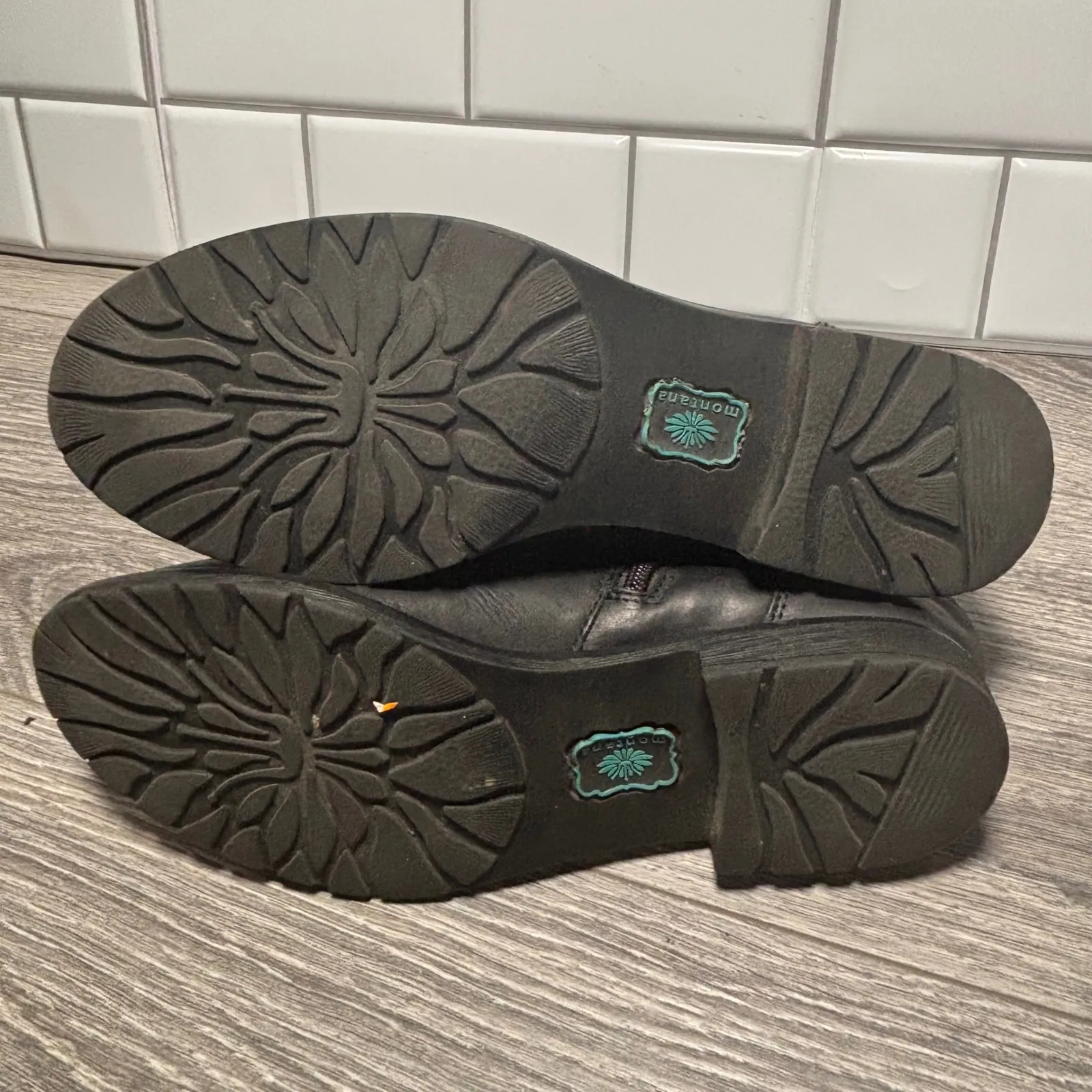 Montana Black Rylan Boot Leather Moto Boots Buckle Detail size 6.5M - Image 5