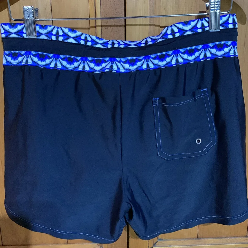 Free Country Women's Black Shorts with Blue Pattern - Image 2