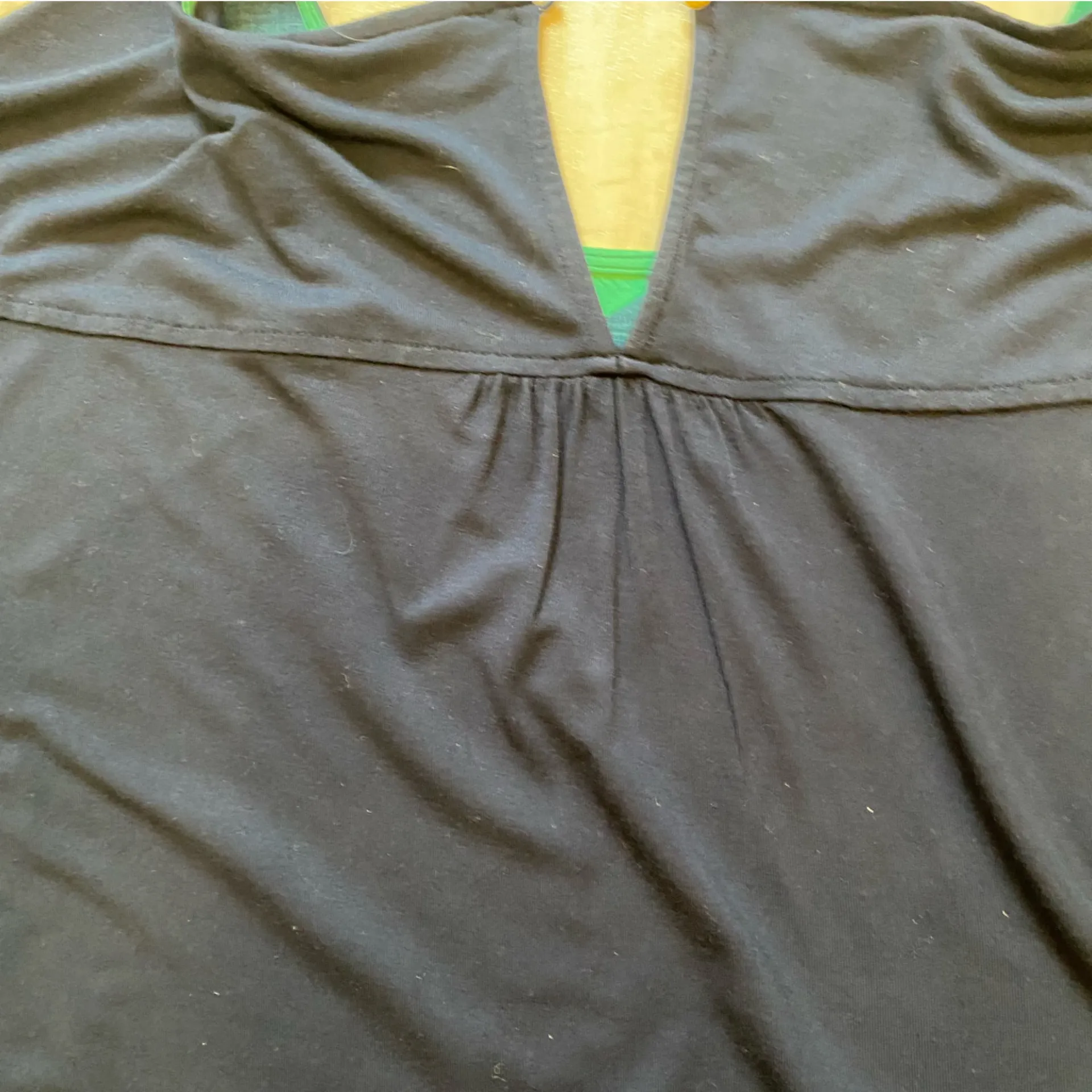 Cynthia by Cynthia Rowley Green and Navy Chevron Mixed Media Short Sleeve Shirt - Image 9