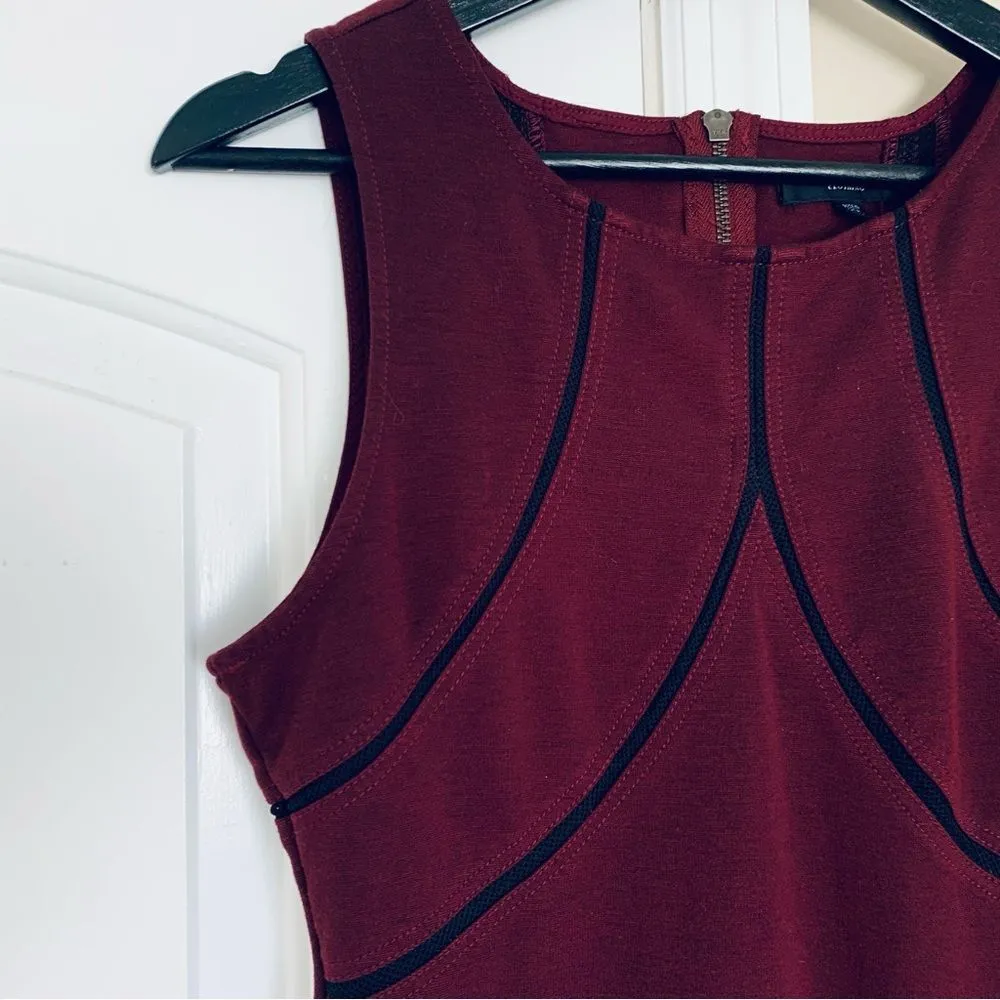 Burgundy Deep Red Work/Holiday/Cocktail Party Bodycon Dress | Size: M - Image 9