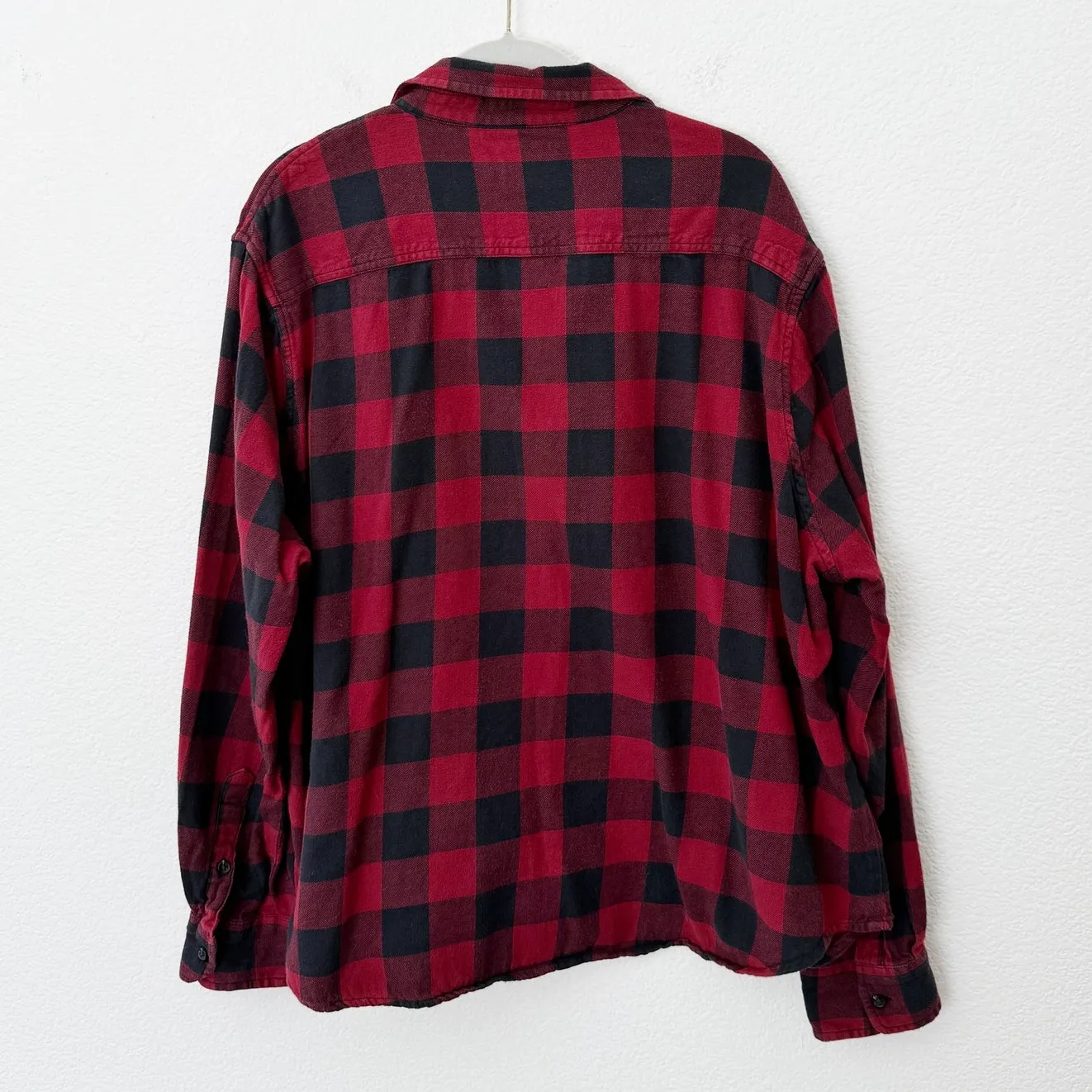 [Pact] Red Black Buffalo Plaid Tartan Button Down Shirt Organic Cotton Size XL - Image 3
