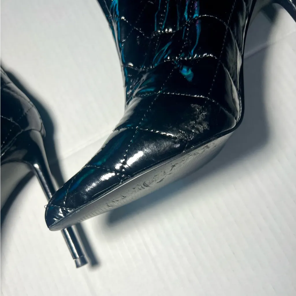 Black Patent Leather puffer knee high boots size 9M - Image 3