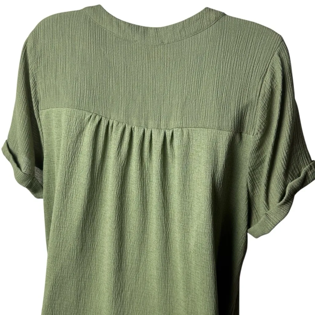 Flower & Feather‎ Green Crepe Embroidered Blouse Peasant Boho Milk Maid 2XL Size undefined - Image 6