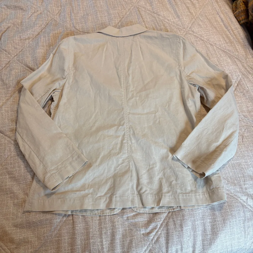 J. Crew Linen Cotton 1-Button Blazer Cream Coastal Preppy Academia Women 14 - Image 9