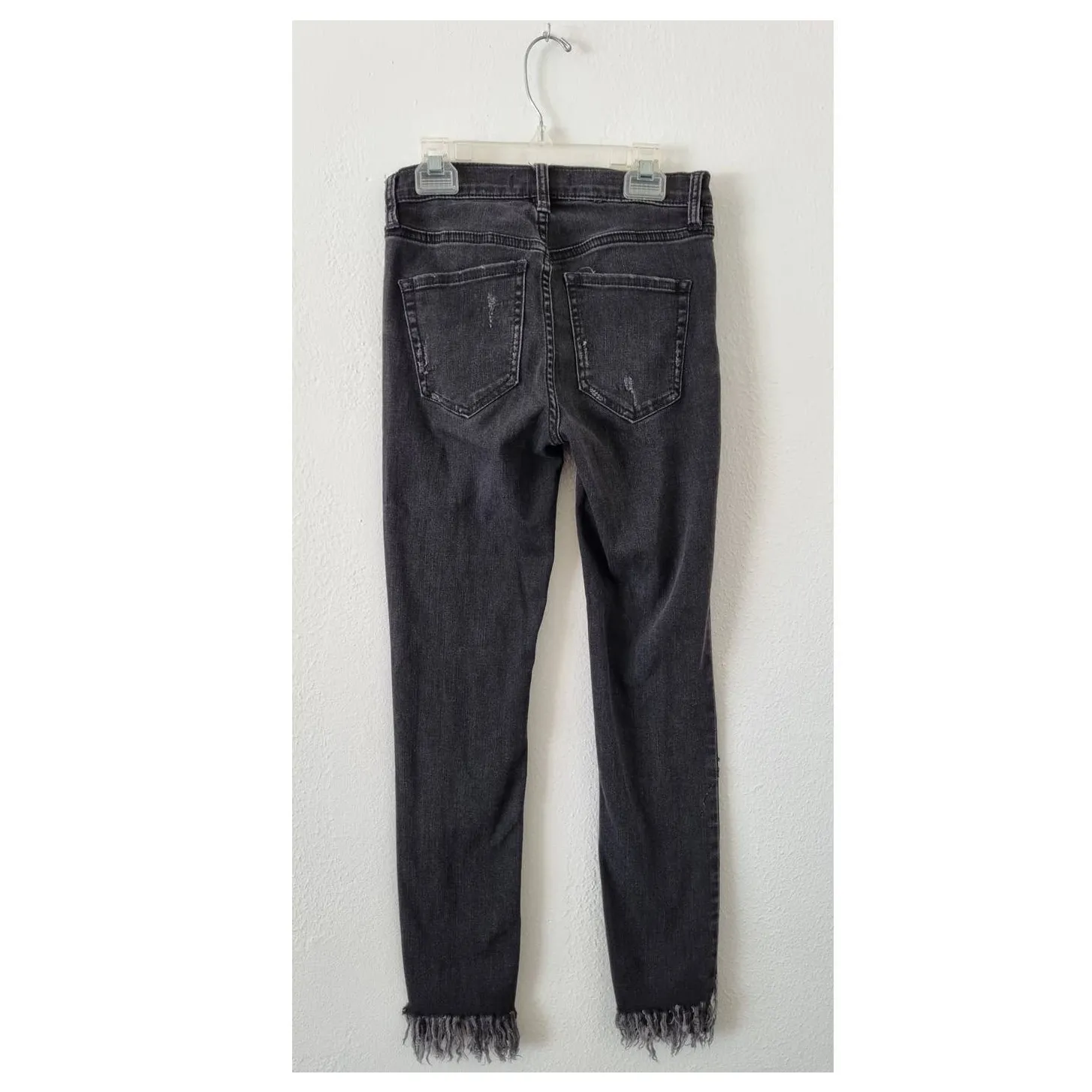 Free People Washed Black Great Heights Frayed Ankle Skinny Jeans Size 25 - Image 4