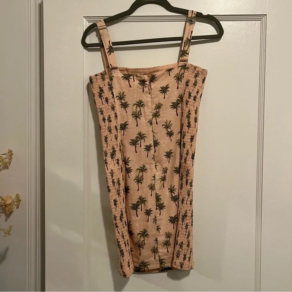 Robin K Tan Beige Palm Tree Novelty Print Mini Dress Size Medium NWT - Image 6