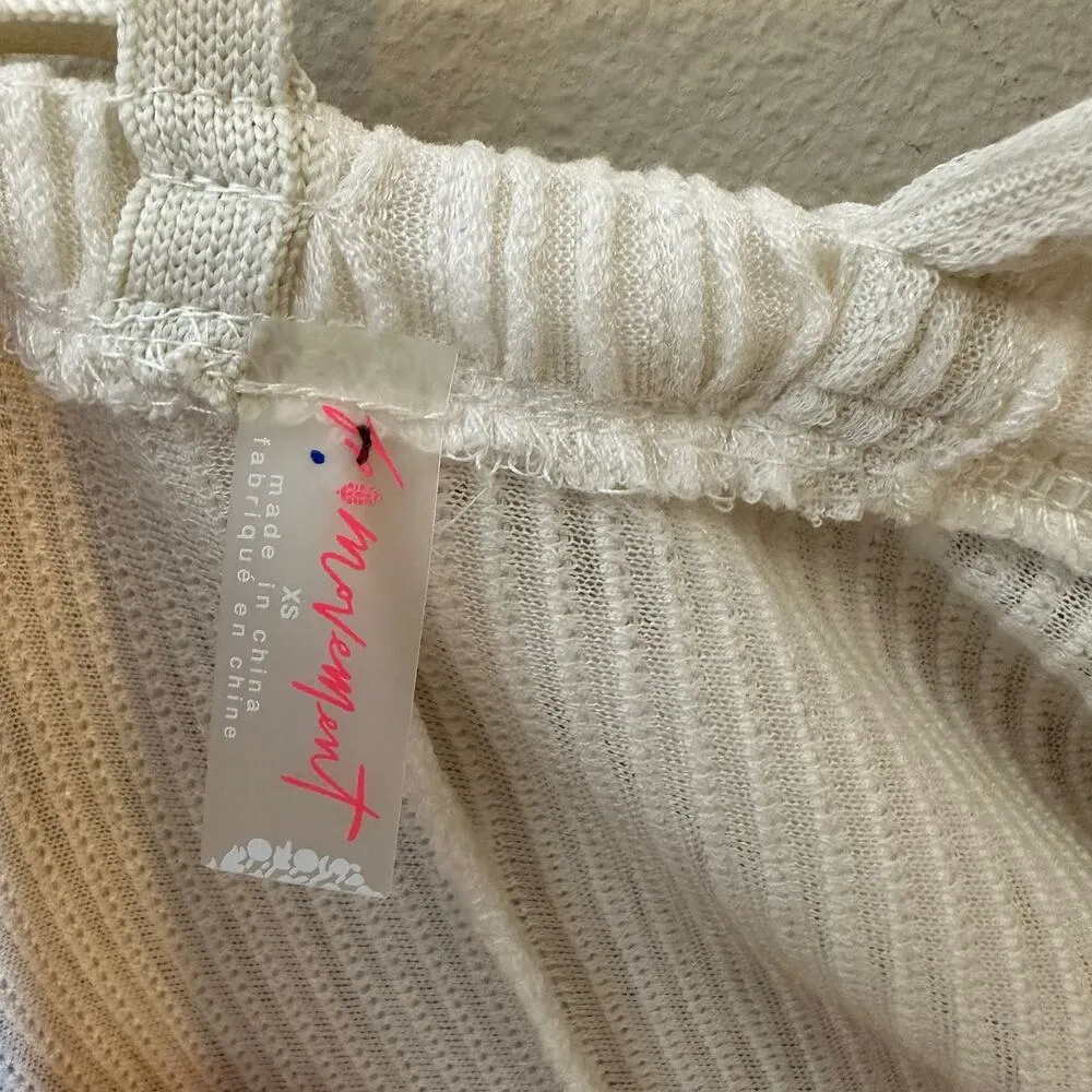 NEW Free People Movement Morning Rise Ivory Embroidered Neon Onesie Jumpsuit XS White - Image 6