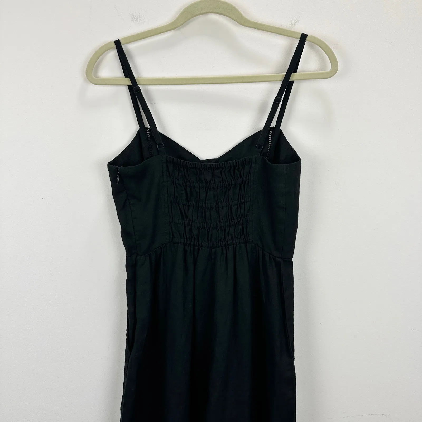 Madewell Sleeveless Wide Leg Jumpsuit Linen Black Sweetheart Cropped US 2 NWT - Image 13