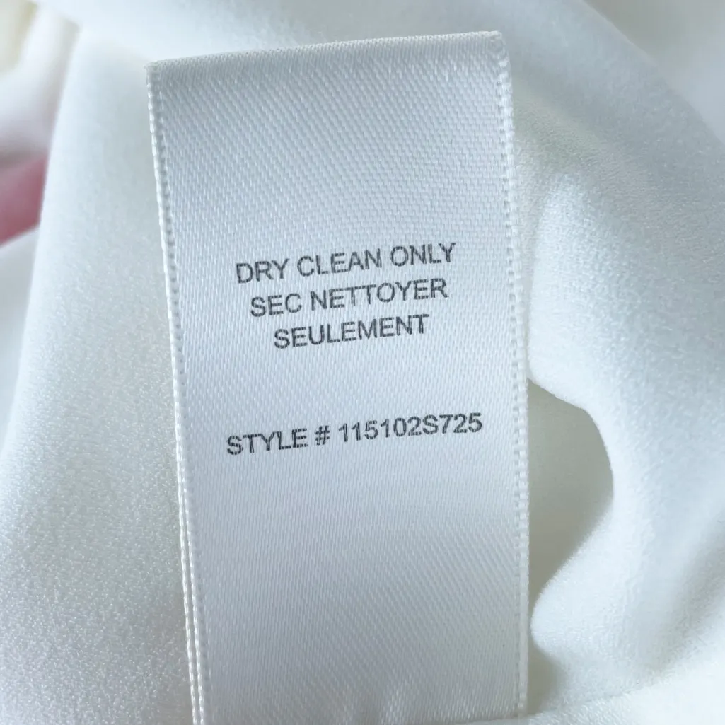 Rebecca Taylor Asymmetrical Hem Mixed Fabric Midi Skirt Size 4 Silk Floral White - Image 9