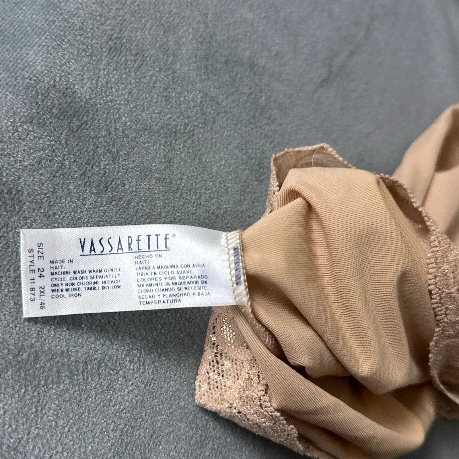 Vintage Vassarette Half Slip Size 2XL 46 Beige 11-873 Lace Adjustable Waist New - Image 5