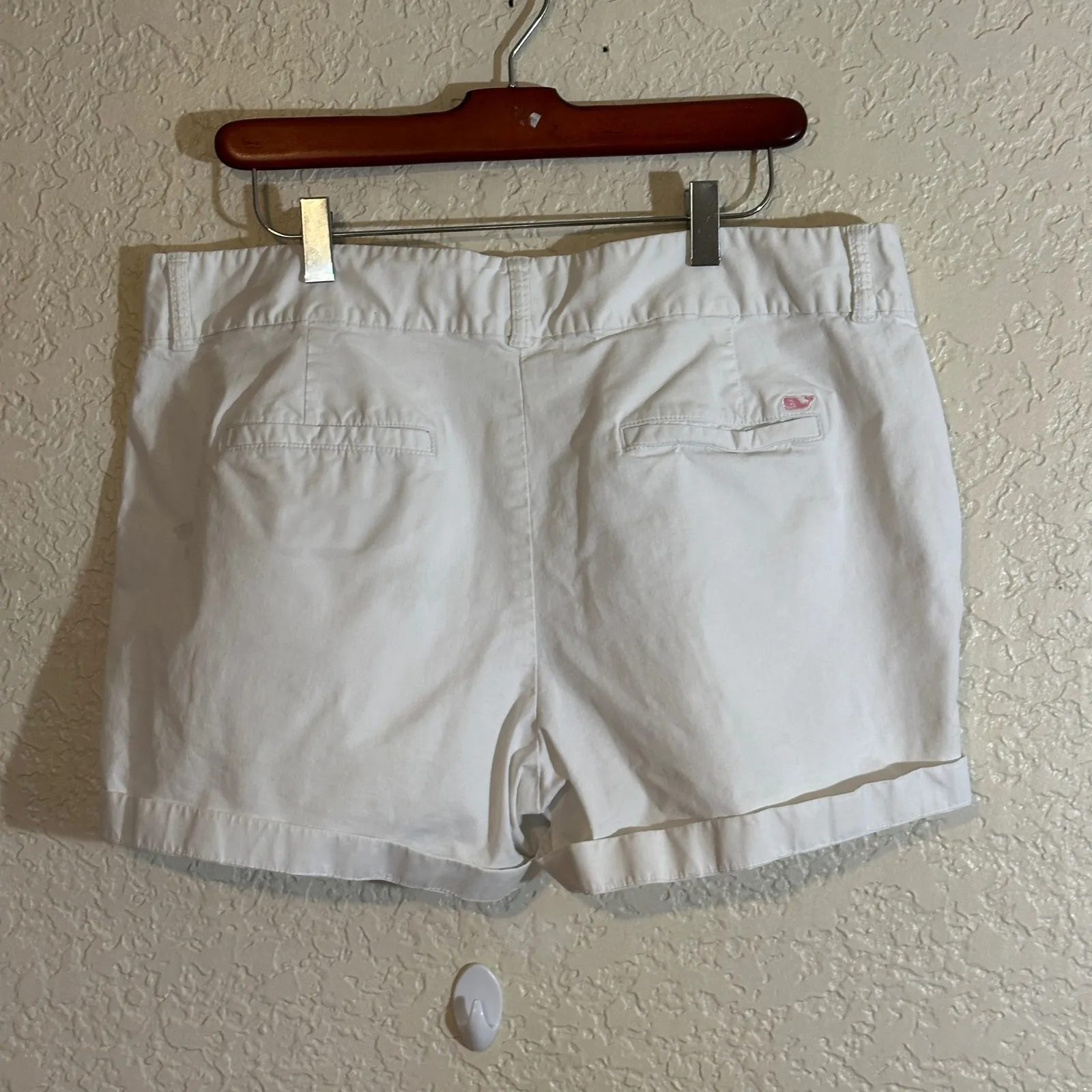 Vineyard Vines Women 14 White Cotton Spandex Chino Shorts Rolled Cuff Casual - Image 5