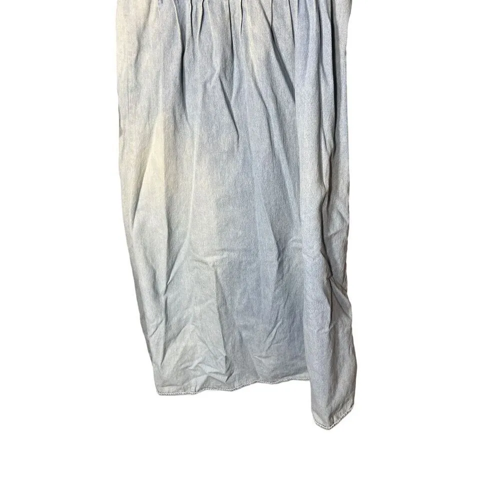 Vintage Fads‎ Denim Cottagecore Maxi Dress Modest Grunge 90s 80s Size 8 Blue - Image 3