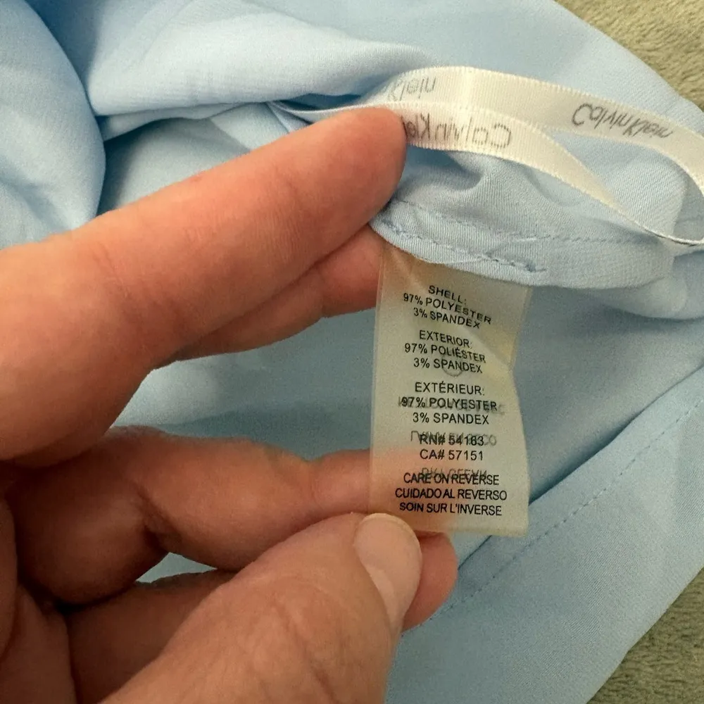 NWT Calvin Klein Blue/Navy Sleeveless Piped-Ruffle Blouse, S - Image 4